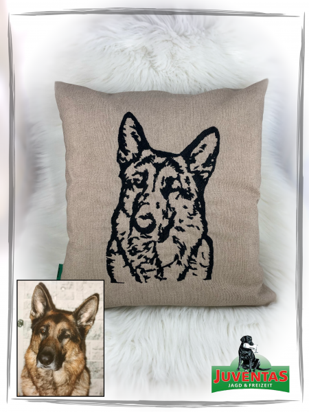 Dekokissen 40x40 cm mit der Silohuette des Kopfes deines Hundes