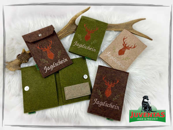Jagdscheinhülle aus Filz edel bestickt